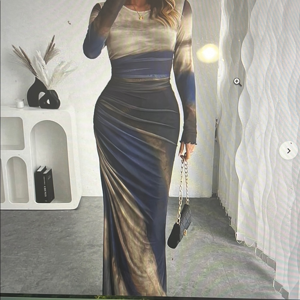 NWOT SHEIN Elegant Blue and Gray Ombre Maxi Dress
